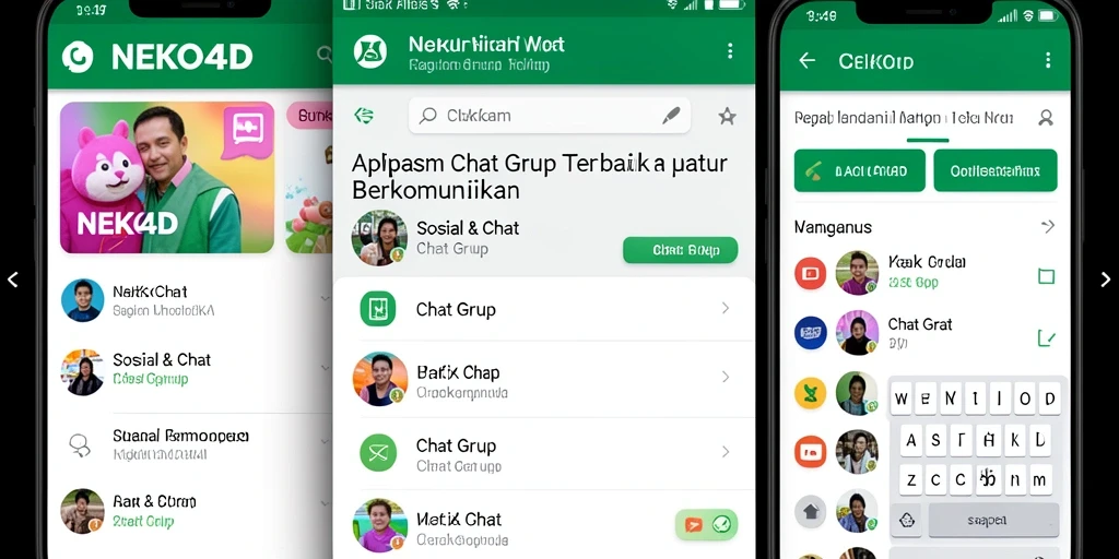 Tampilan antarmuka NEKO4D yang ramah pengguna untuk Chat Grup.
