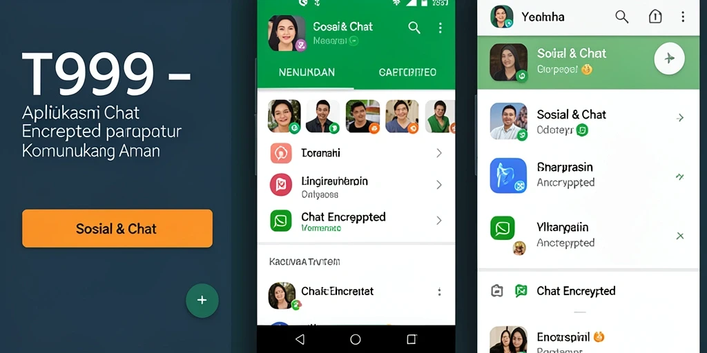 Antarmuka pengguna T9999 yang intuitif dan aman untuk Chat Encrypted.