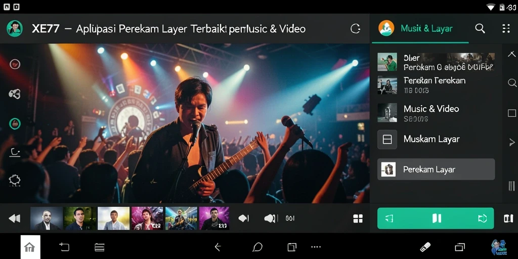 Antarmuka aplikasi XE77 dengan fitur Perekam Layar yang lengkap.