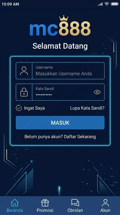 Tampilan halaman login mc888