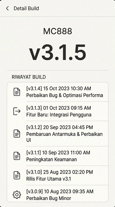 Tampilan riwayat versi mc888